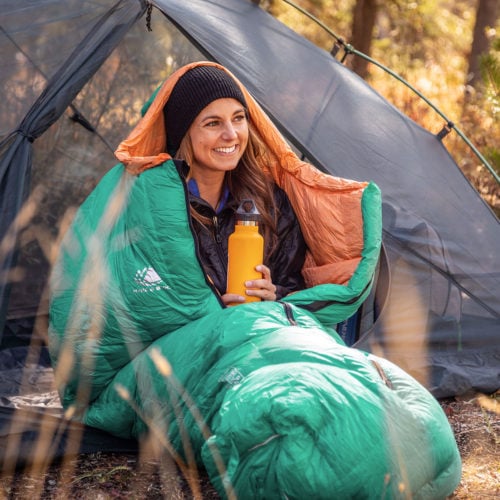 Boise commercial photography and video production at product photography with woman in tent camping